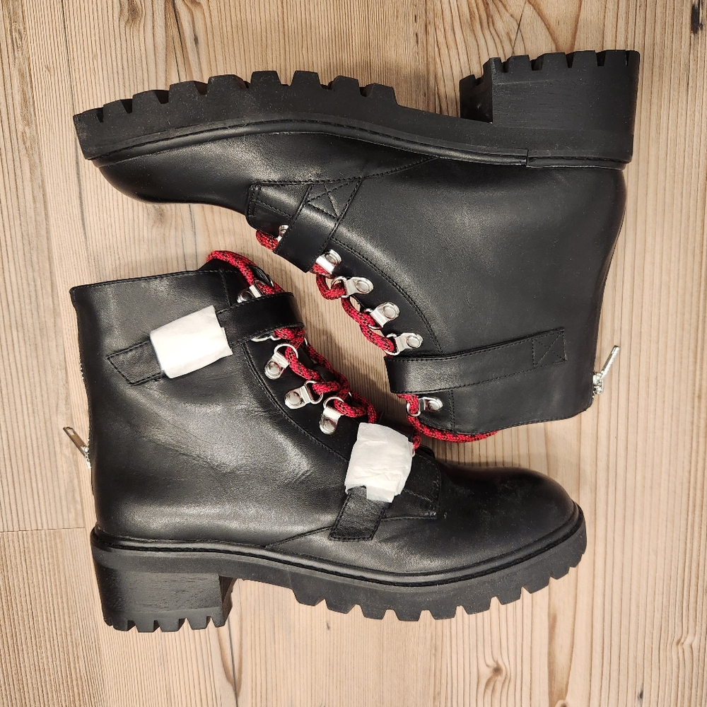 Faryl Byfarylrobin NWOT Salvo Combat Boot Chunky Heel Buckle Lace Up